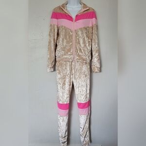 Kaylee Kollection Women's Medium Two Piece Velour Tracksuit Outfit Set Pink